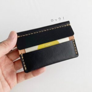草木染め革丨薄型カードケース【quint/くいんと】ログウッド染め 手縫い 手染め 手作り