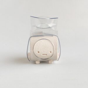 革と透明PVCの身を守るミニオブジェ【sisyu / ししゅ】（ベージュピンク×スケルトン）